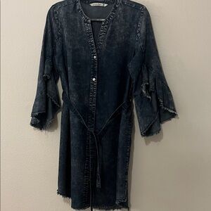 Denim Ruffle Sleeve Dress
